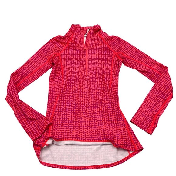 Under Armour Womens ColdGear Fitted Long Sleeve Pullover S Red/Purple Pattern - Picture 1 of 6